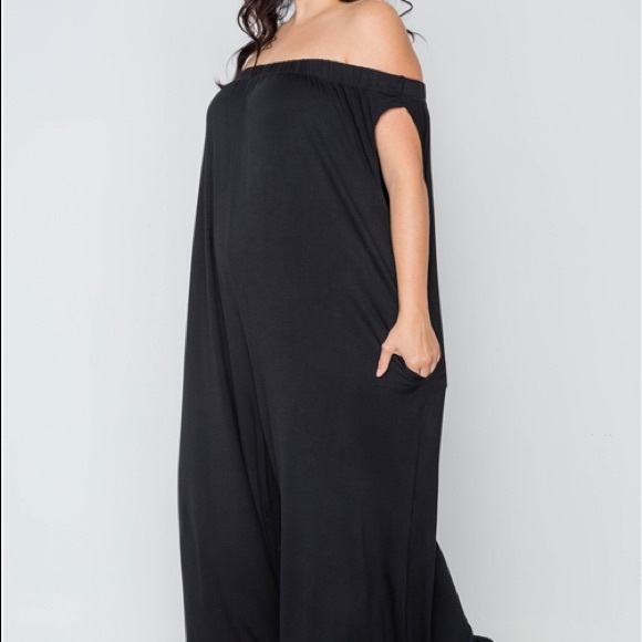 2X Plus Size Black Baggy Jumpsuit Romper - Picture 5 of 8